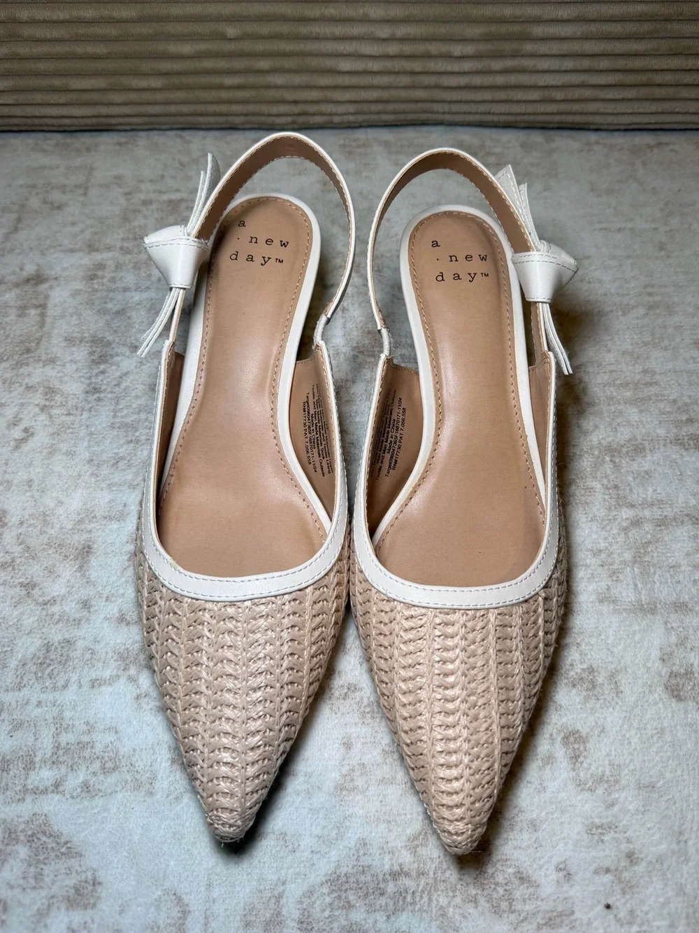 A New Day Milan Raffia Slingback Heels Beige Women’s Size 8